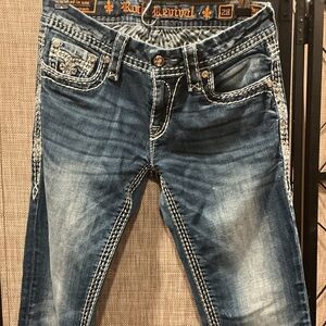 Rock Revival Women's Faded Blue Embroidered Skinny Jeans